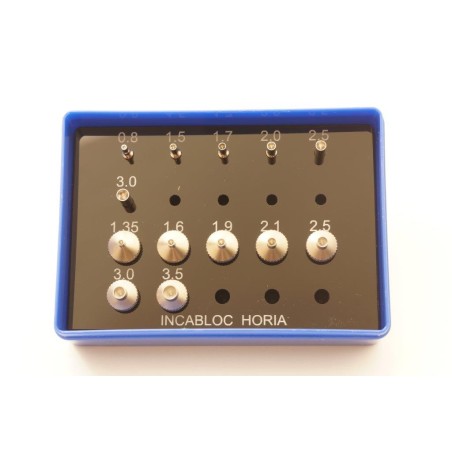 Assortimento tasselli e punzoni Horia per castoni incabloc